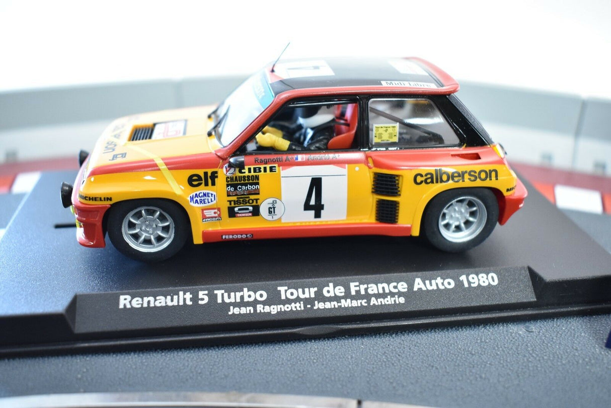 Slot car of a 1980 Renault 5 Turbo race car for Fly Car 88179, front view