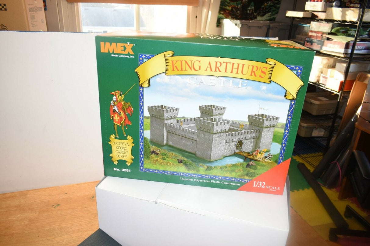 Model kit box art: King Arthur's Castle diorama with knight figure for IMEX IMX3281