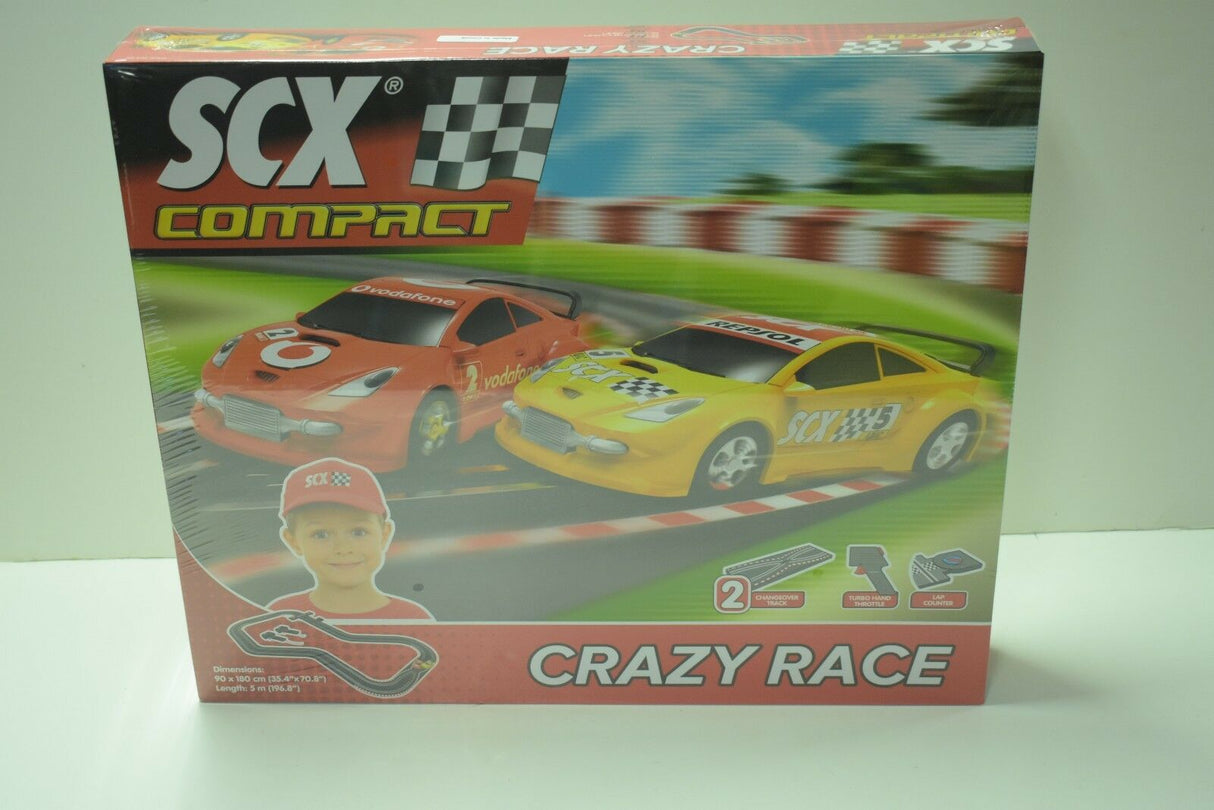 Toy car racing set box featuring two race cars on a track for SCX Compact C10125X5U0