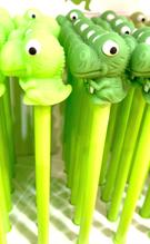 Bright green T-Rex dinosaur gel pens in a group for BCmini 22259