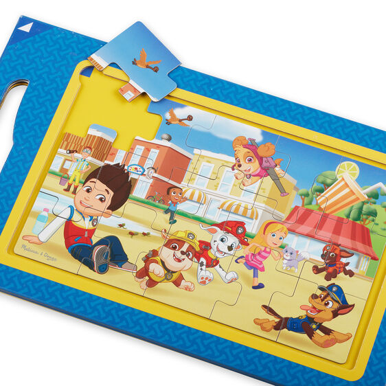 PAW Patrol magnetic puzzle featuring pups and characters in a town setting for Melissa and Doug 33262, front view
