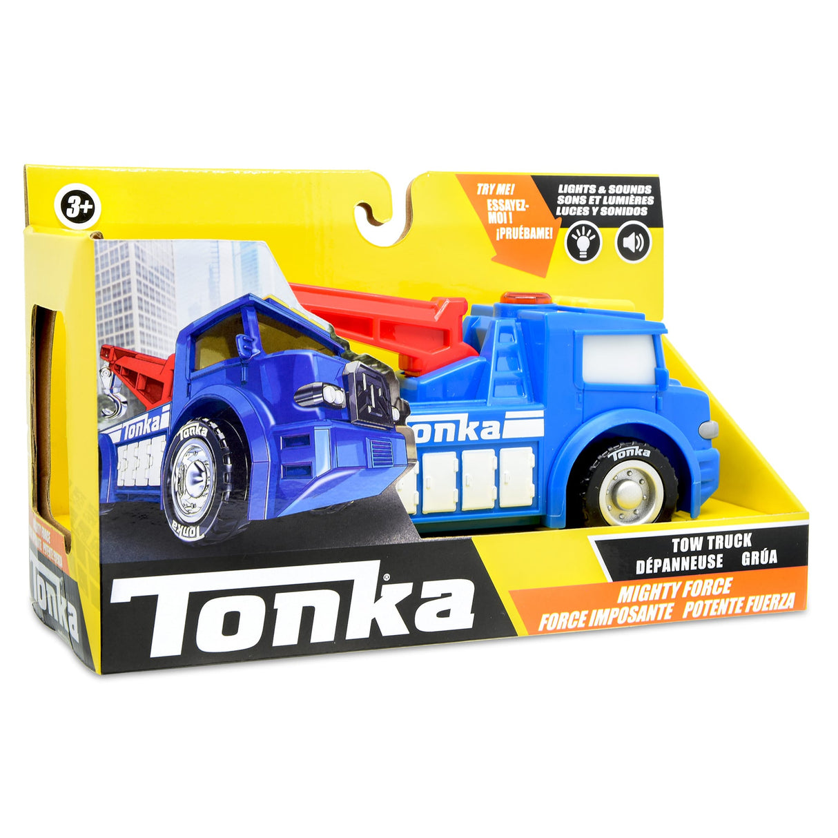 Toy truck set featuring a tow truck and construction vehicle for Schylling 6000