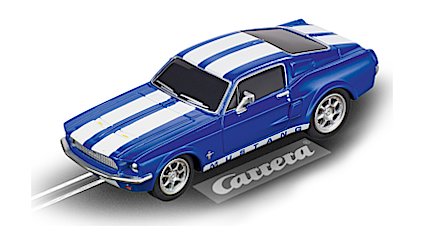 Blue and white striped slot car of a 1967 Ford Mustang for Carrera Go 20064146