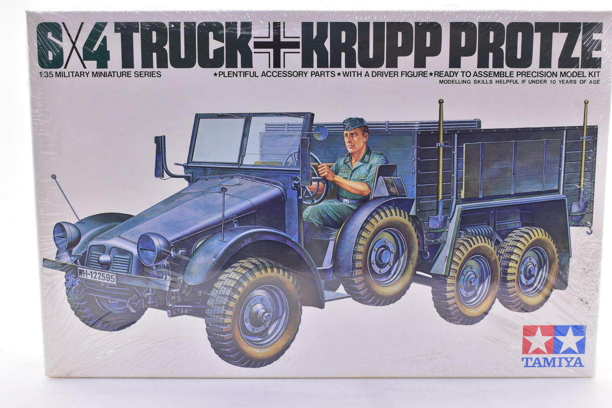 Blue 6x4 truck model kit with driver figure, 1/35 scale for Tamiya MM204