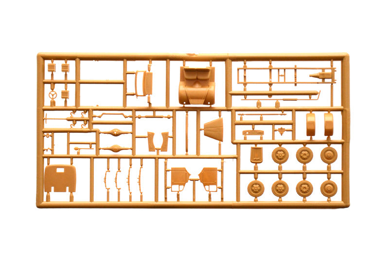 Model kit parts laid out on a flat surface for an Opel Blitz scale model for Italeri