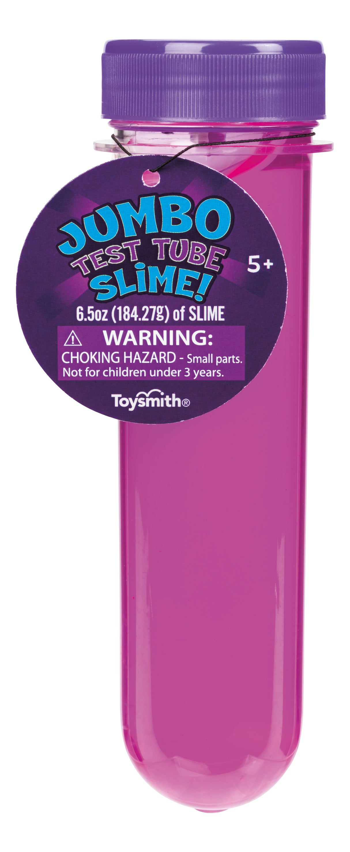 Purple slime in a test tube container with warning label for Toy Smith 7149