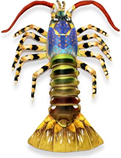 Blue Australian lobster sculpture with long claws and fan tail for Real Planet LB60B