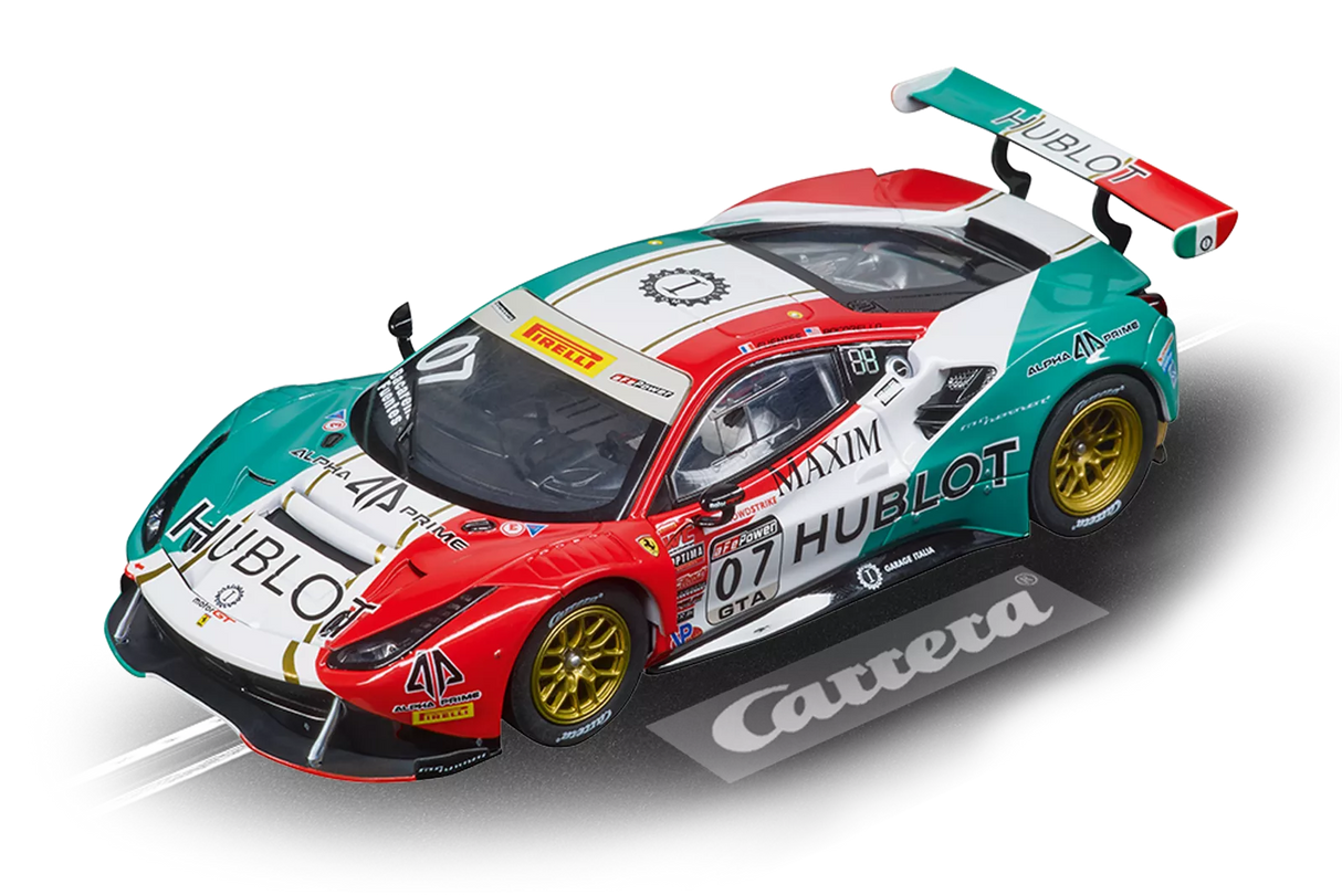 Red and white Ferrari race car model with "Hublot" sponsorship for Carrera 20027683