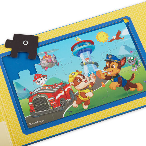 PAW Patrol magnetic puzzle featuring pups and vehicles in a colorful scene for Melissa and Doug 33262