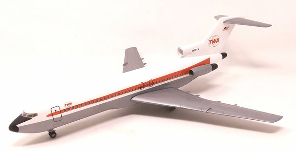 TWA Boeing 727 jet model kit, white and gray plastic airplane for Atlantis Model Co ALM351