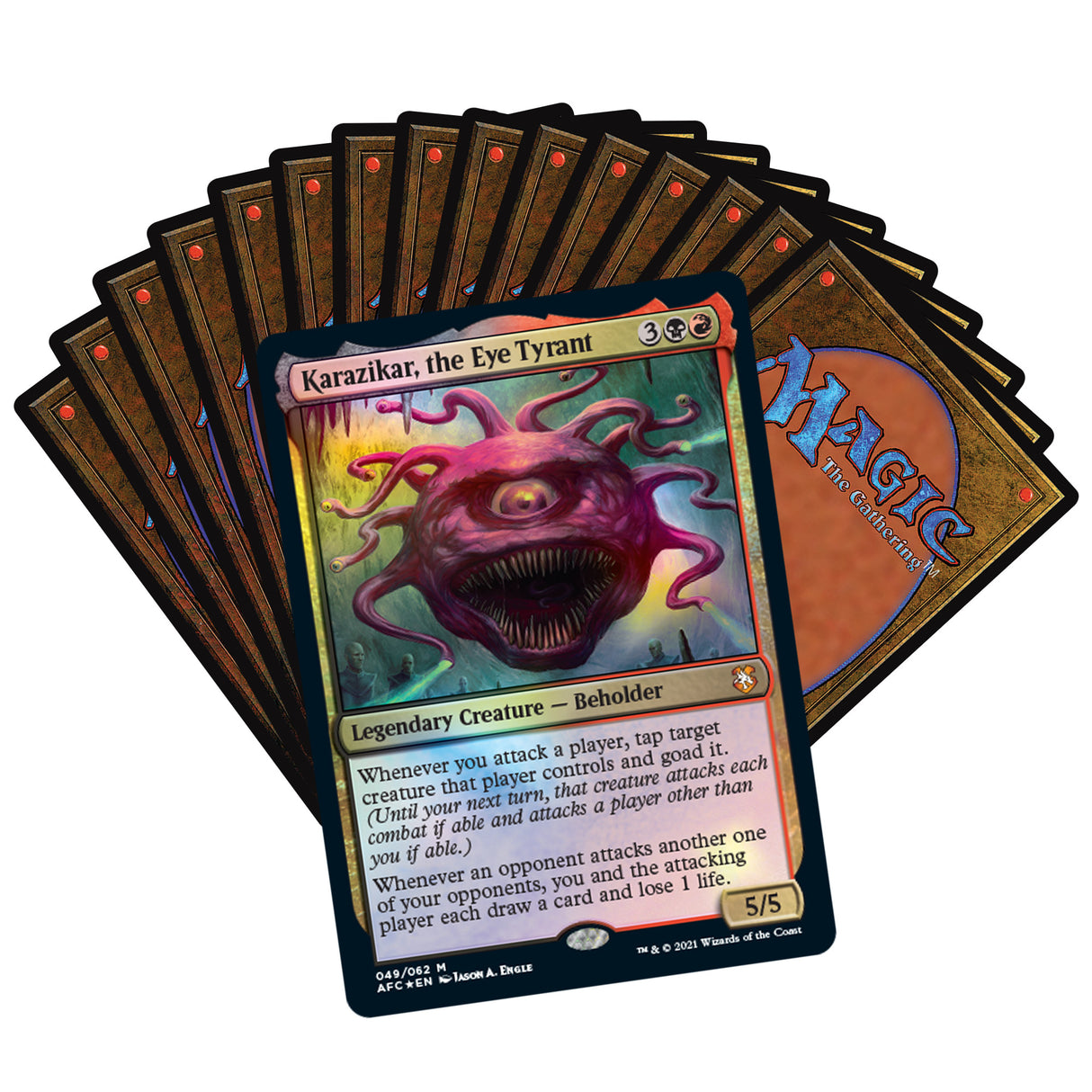 Card art of a pink, tentacled creature, Karazikar, the Eye Tyrant for Magic The Gathering C87490000