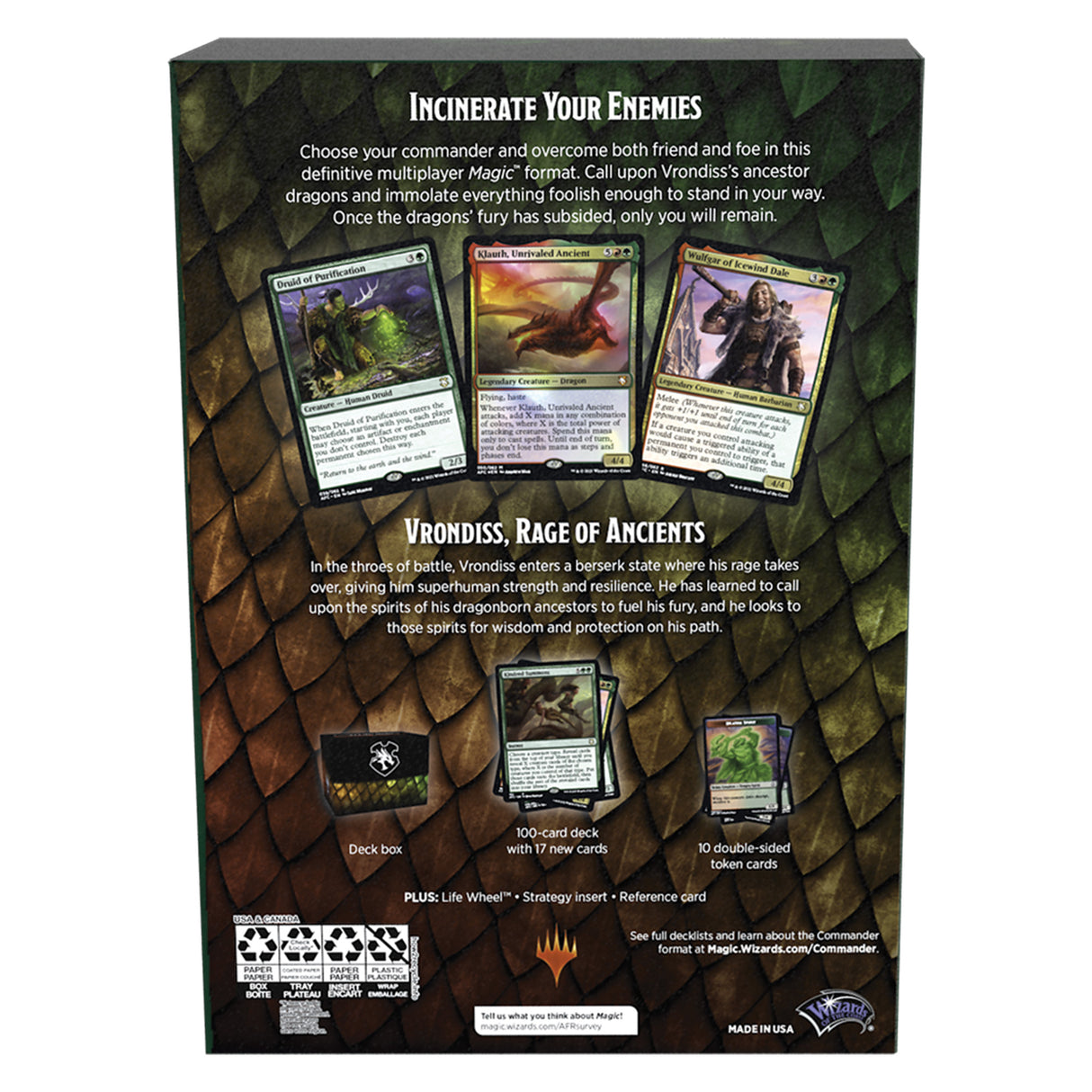 Magic: The Gathering Commander deck box art featuring dragons and fantasy art for C87490000