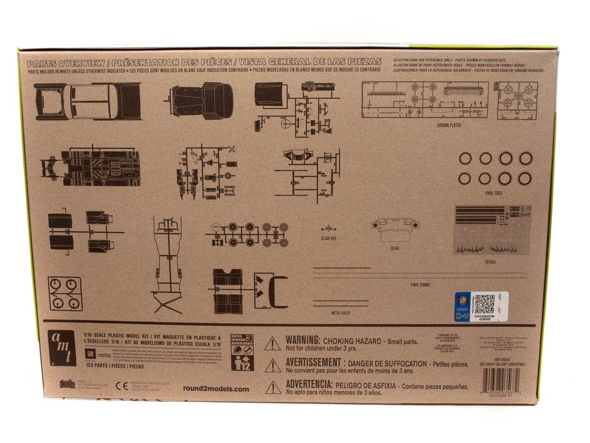 Assembly diagram for 1/16 scale 1957 Chevy Bel Air model kit for AMT AMT1159