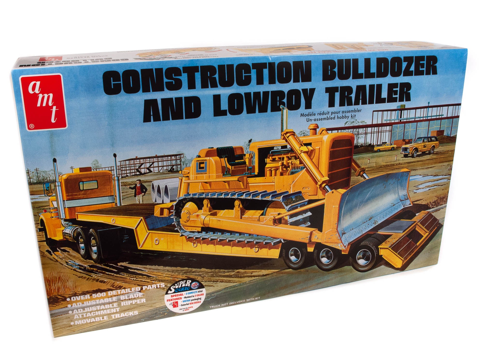 AMT 1218 1/25ローボーイトレーラー&ブルドーザーコンボモデルキット AMT1218_ConstructionBulldozer_