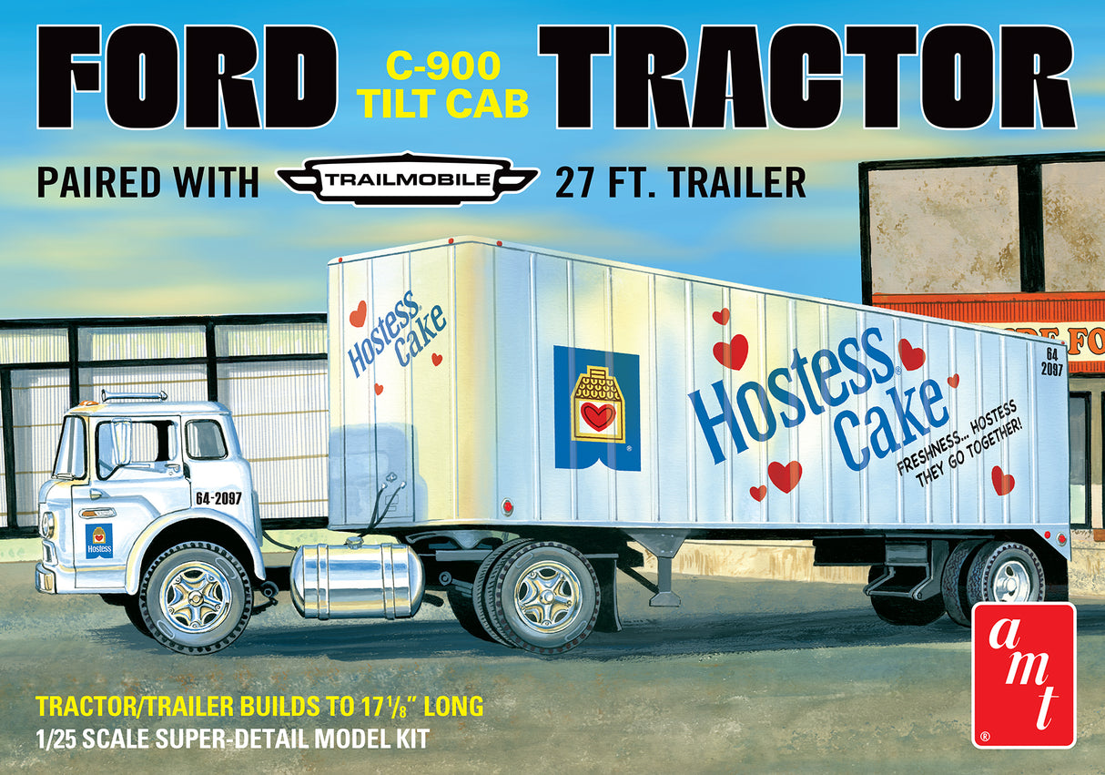 Ford C900 truck and trailer model kit, 1/25 scale, ready for assembly for AMT AMT1221