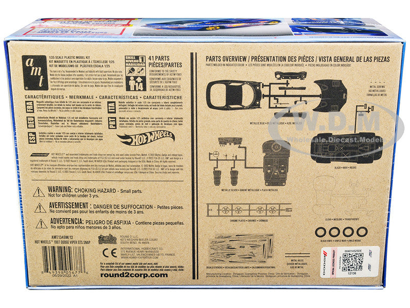 Snap Model Kit 1997 Dodge Viper GTS "Hot Wheels" 1/25 Scale Mode | 1349 | AMT