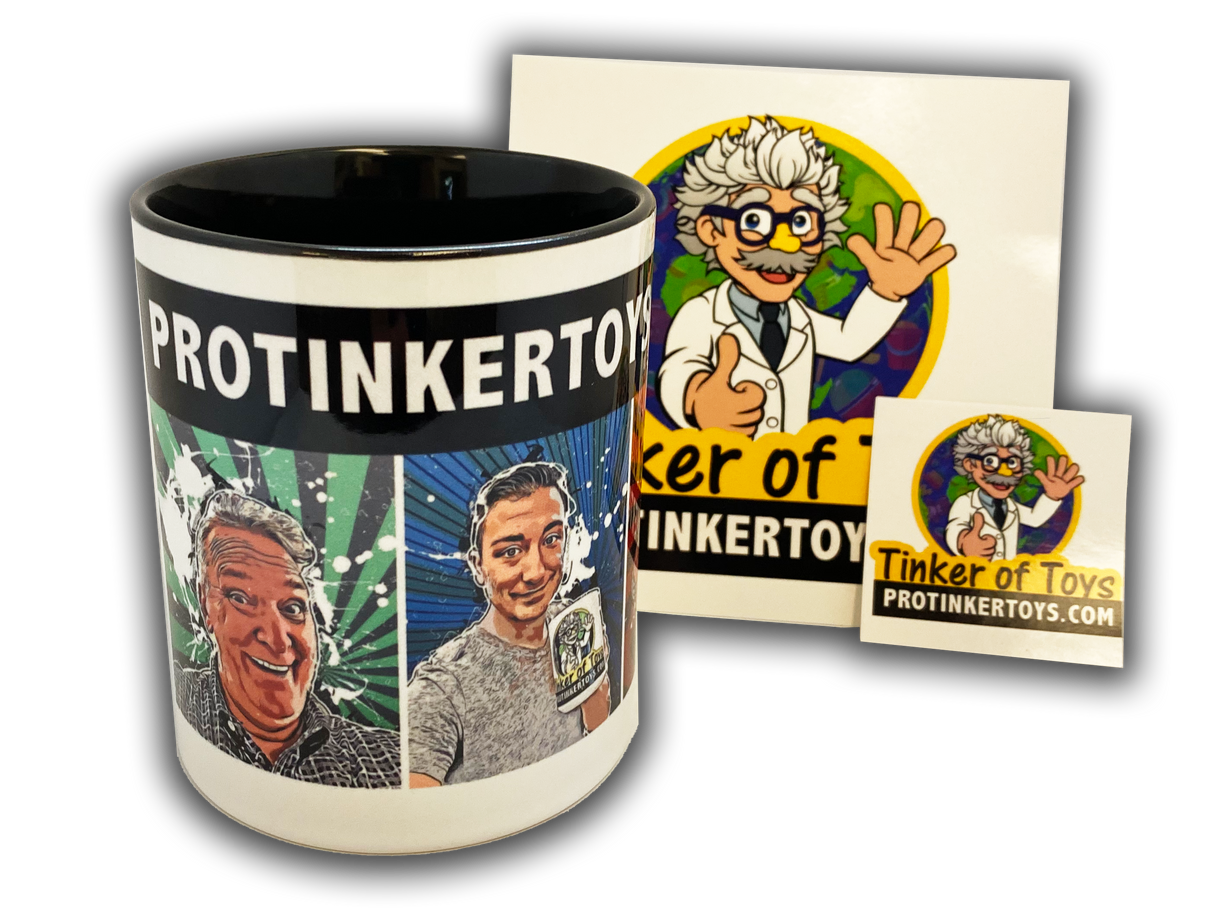 Mug featuring cartoon characters with "" text