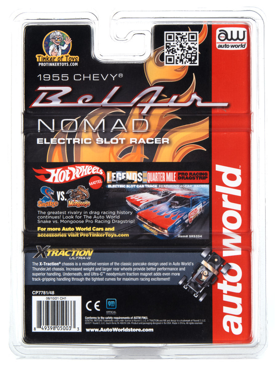 Black 1955 Chevy Nomad electric slot car set for Auto World CP7781