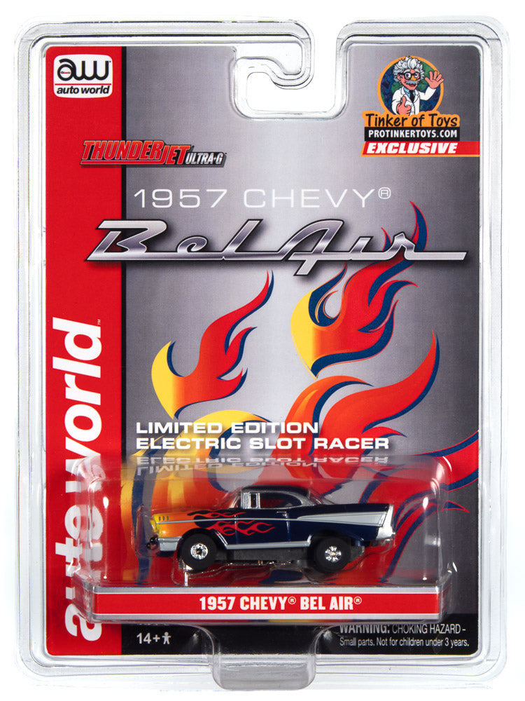 Slot car of a 1957 Chevrolet Bel Air electric slot racer for Auto World CP7817
