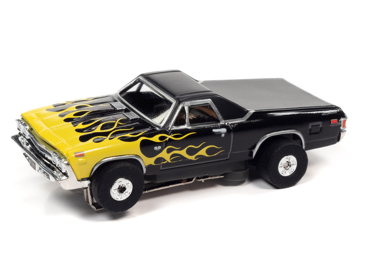 Black and yellow flame 1969 El Camino slot car for Auto World CP7821