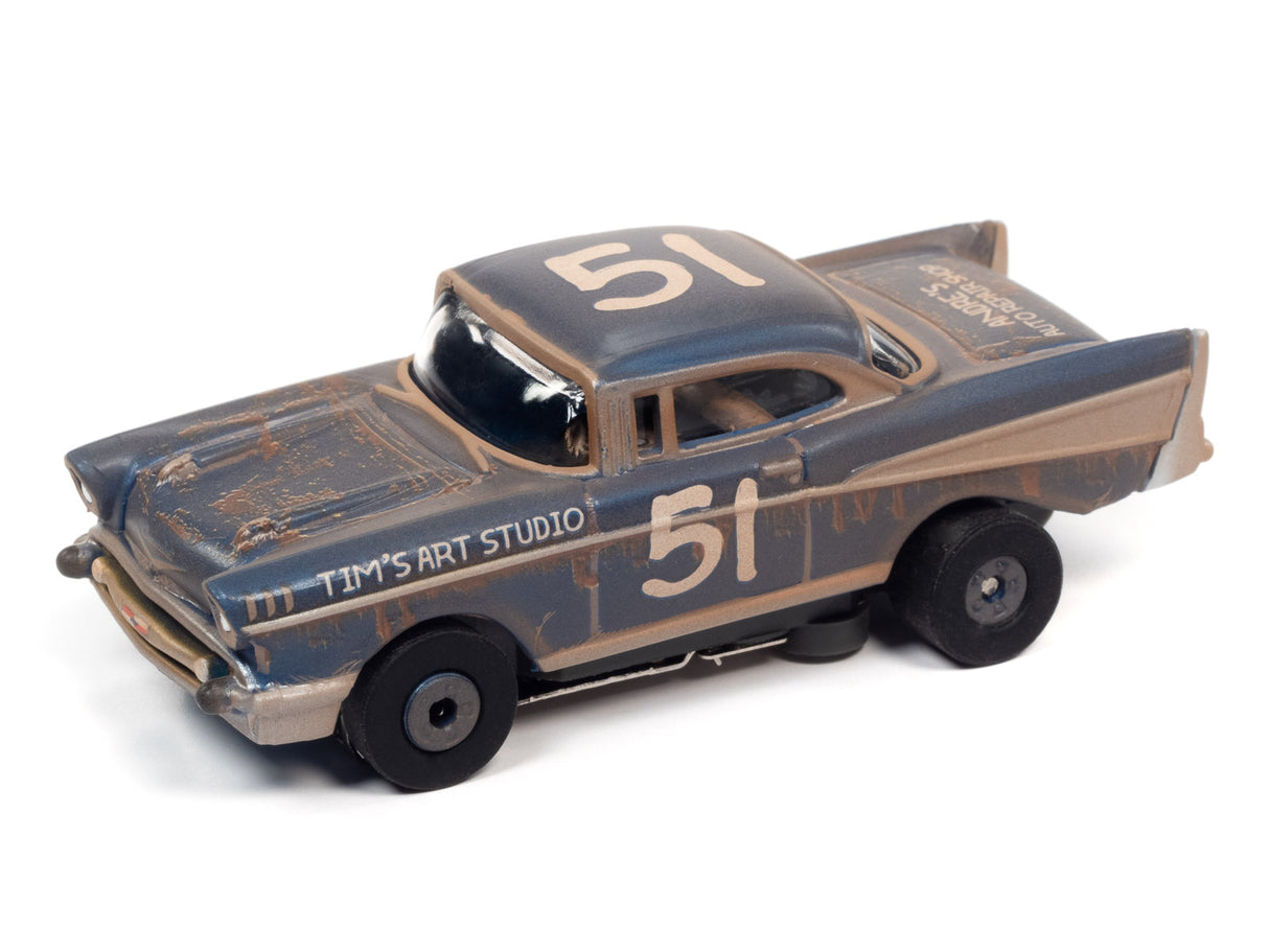 Slot car of a 1957 Chevy Bel Air with "51" on the side for Auto World CP7822