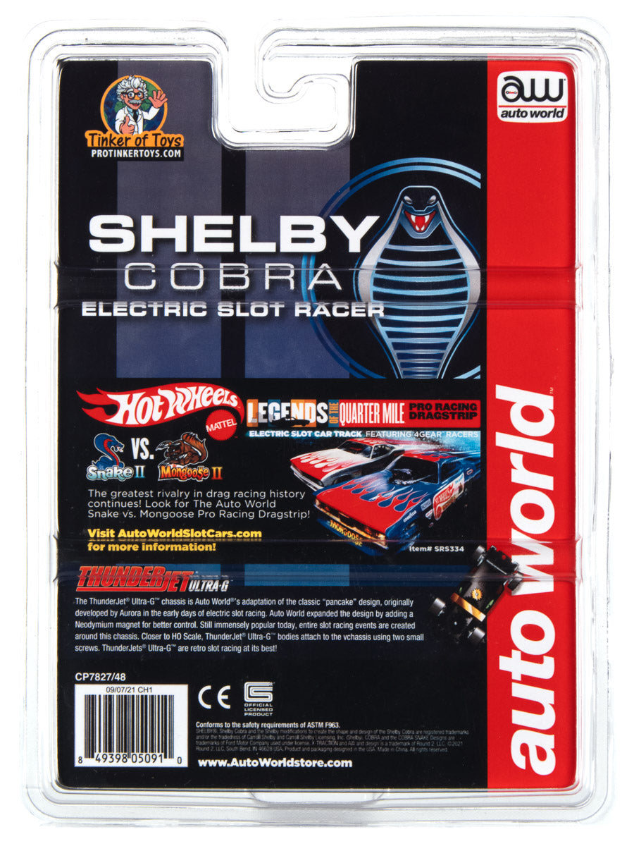 Shelby Cobra electric slot racer in blue and white stripes for Auto World CP7827
