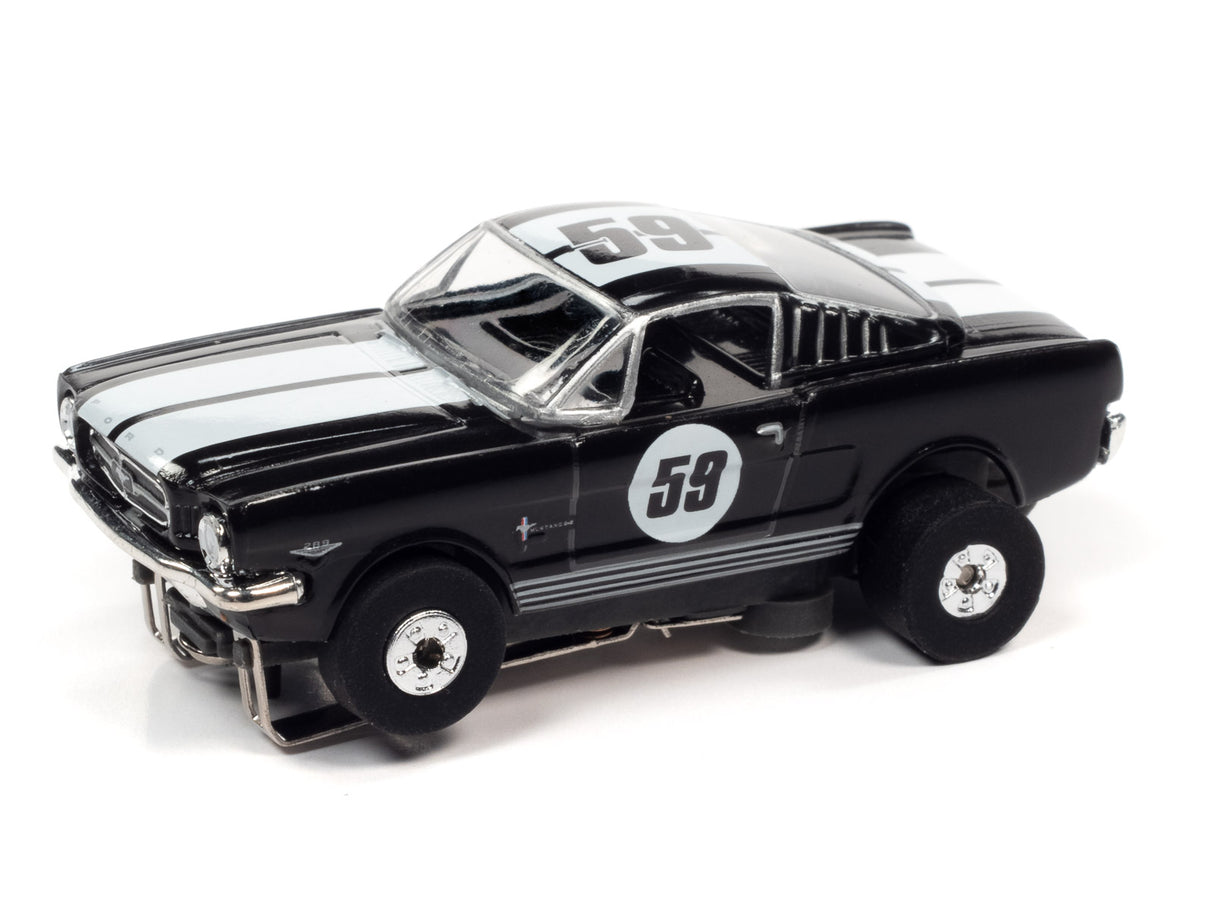 Black and white 1965 Ford Mustang toy car with number 59 for Auto World CP7828