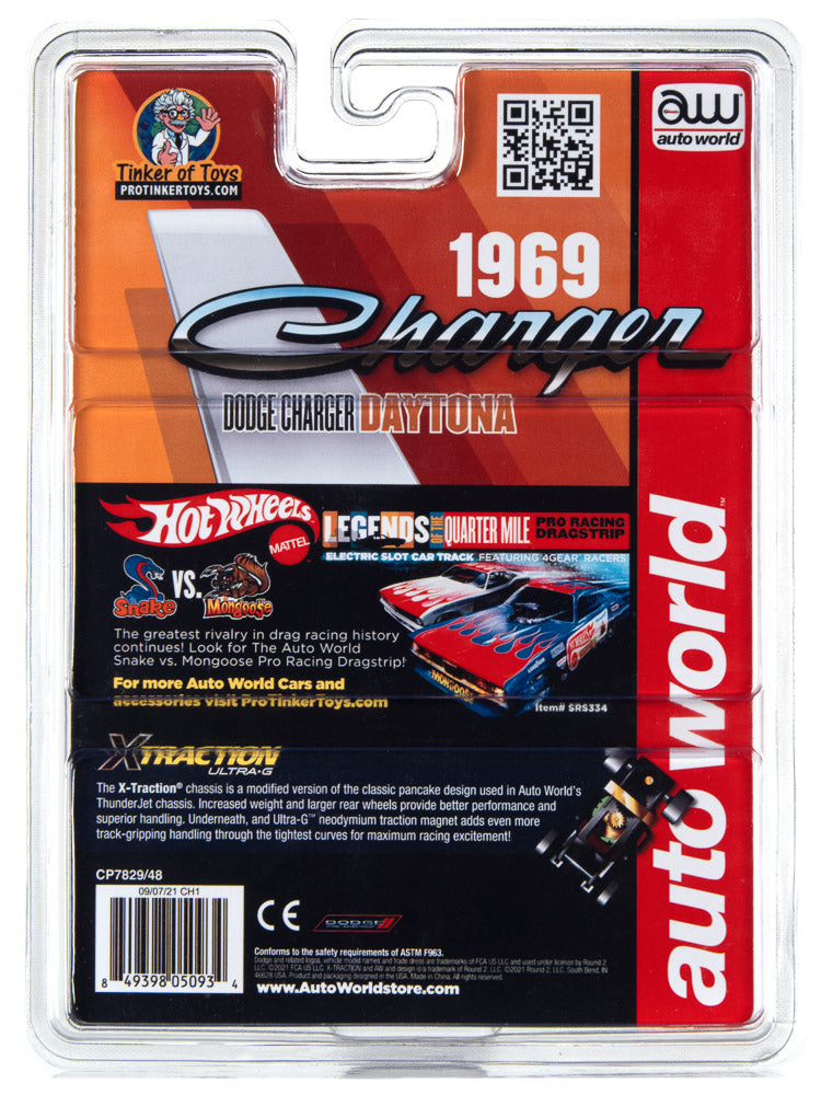 1969 Dodge Charger Daytona toy car packaging from Auto World for CP7829