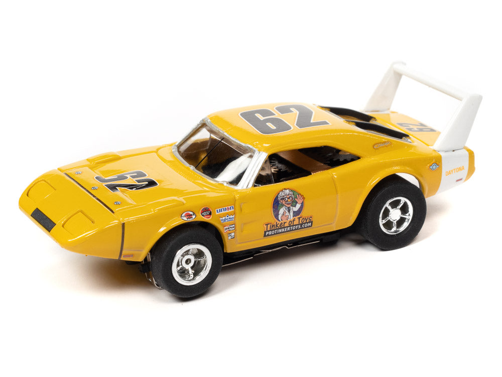 Yellow 1969 Dodge Charger Daytona toy car, number 62 for Auto World CP7829