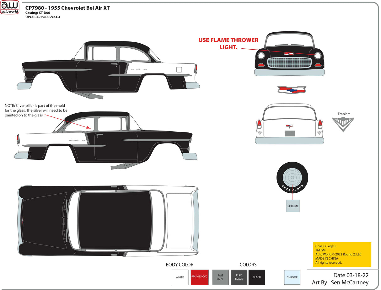 1955 Chevy Bel Air Classic Black & White | CP7980 | Auto World