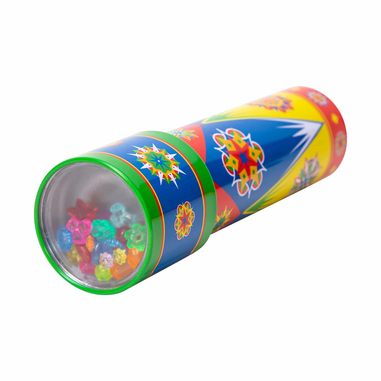 Colorful kaleidoscope toy with visible glass and patterned body for Schylling CTK