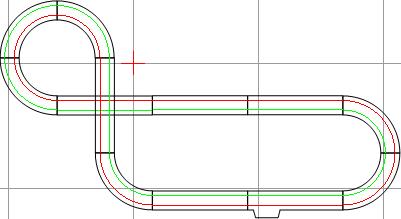 HO scale dirt track layout showing a U-shaped loop with straight sections for Auto World Track SRS001D