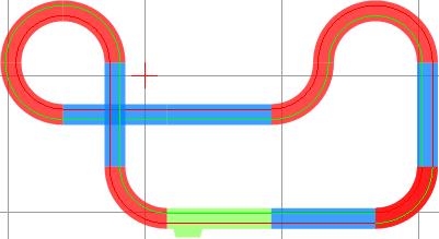 Dirt track layout showing a figure-eight loop with connecting straight sections for Auto World Track SRS001D