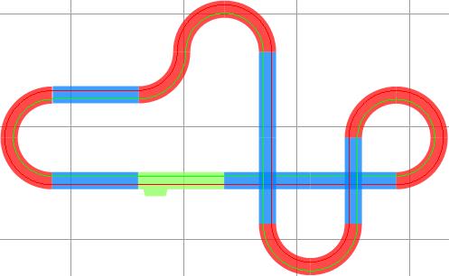 Layout of dirt track sections for model train setup for Auto World Track SRS001D