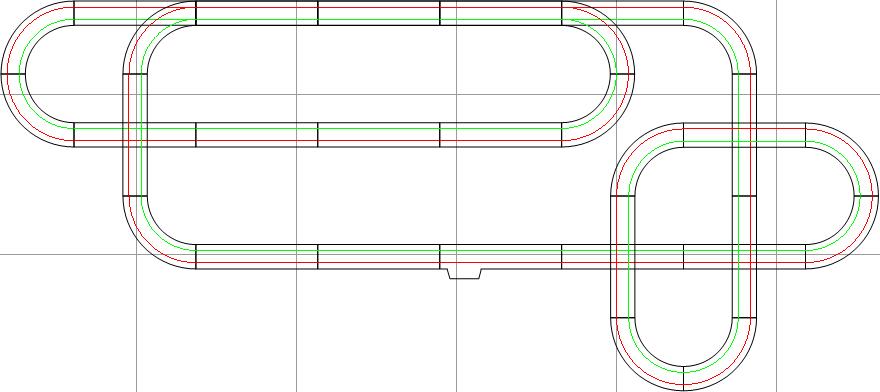 Dirt track layout with multiple connected sections for model trains for Auto World Track SRS001D