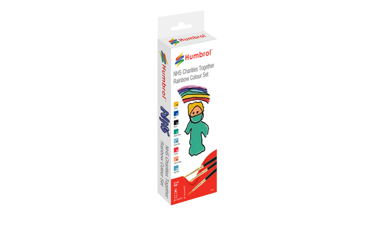 Paint and brush set for NHS Charities Together rainbow colours for Humbrol DB9061