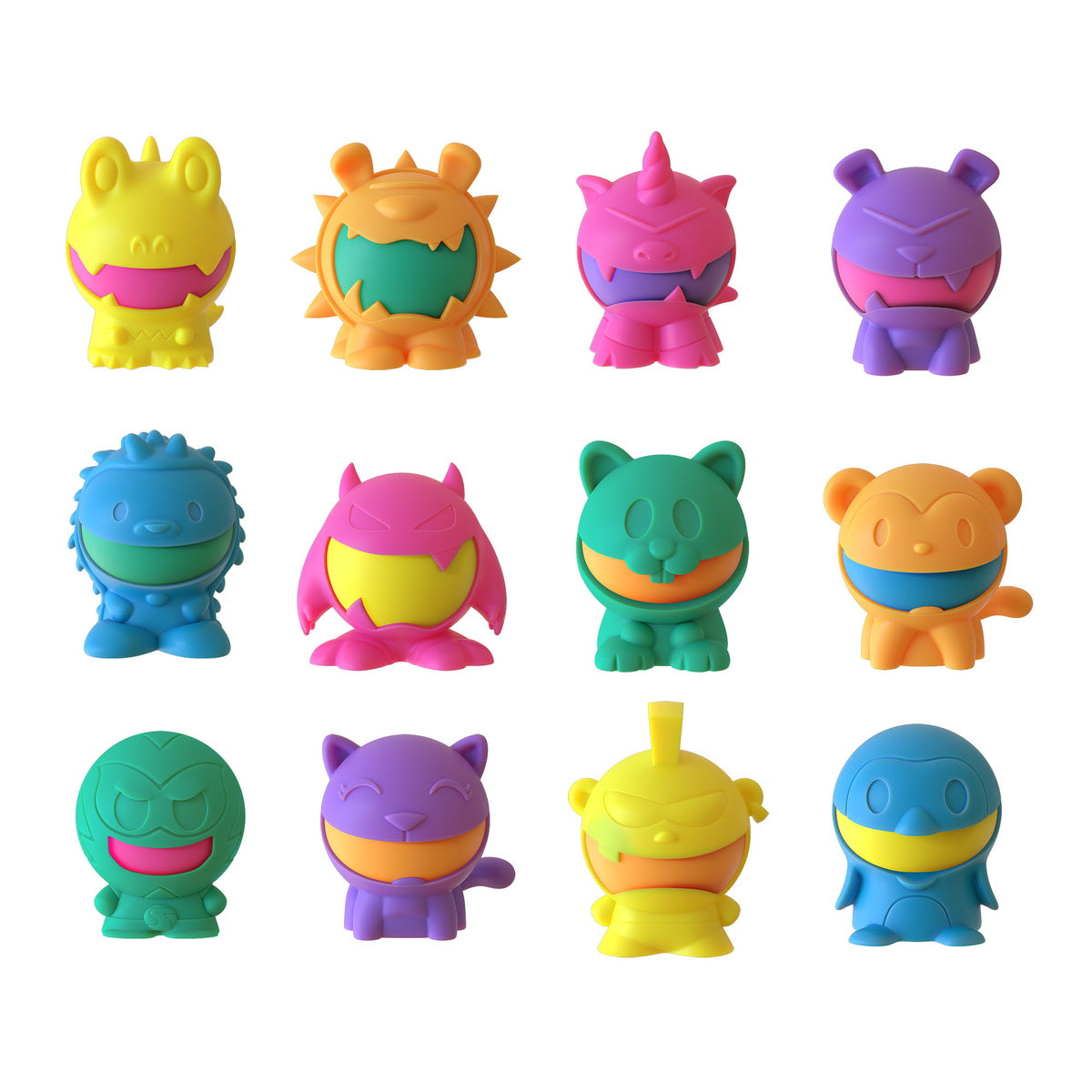 Assortment of colorful, stylized, collectible vinyl figures for Schylling DJ