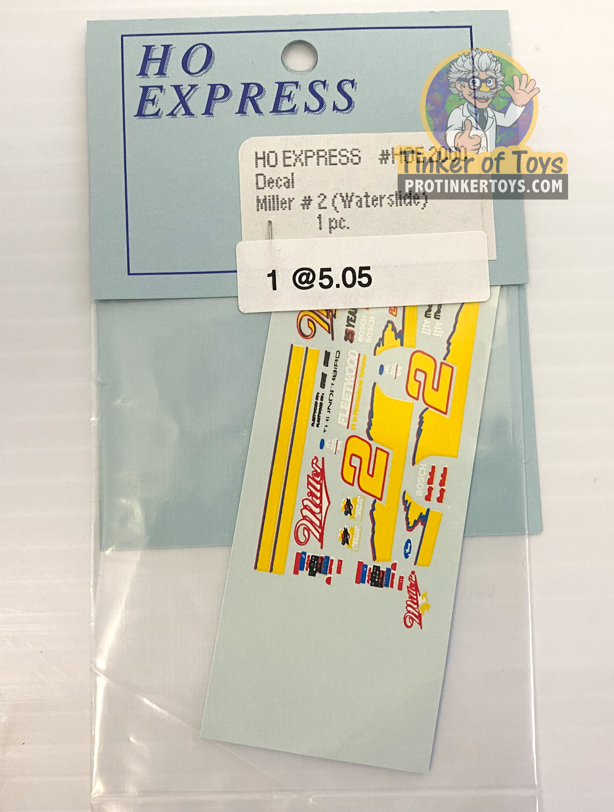 Slot car decal sticker pack featuring "HO Express" branding for 2100-2109, front view