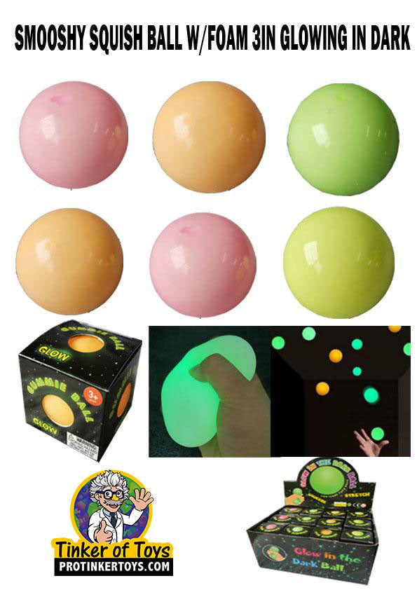 Assortment of glow-in-the-dark squishy balls in various colors for BVP 88718