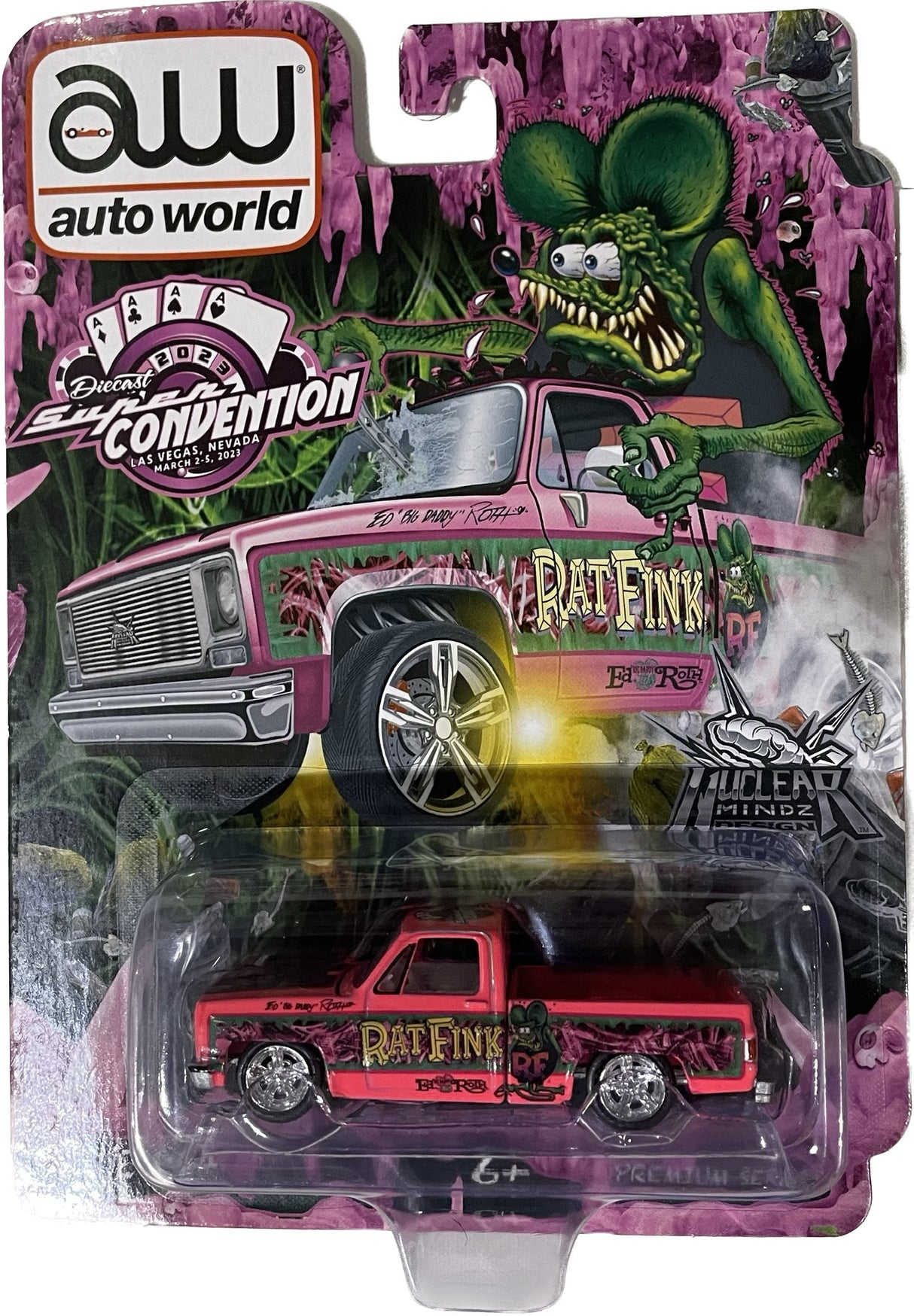 2023 Las Vegas Super Convention PINK FINK Rat Fink Autoworld Squarebody | CP8013 | Johnny Lighting