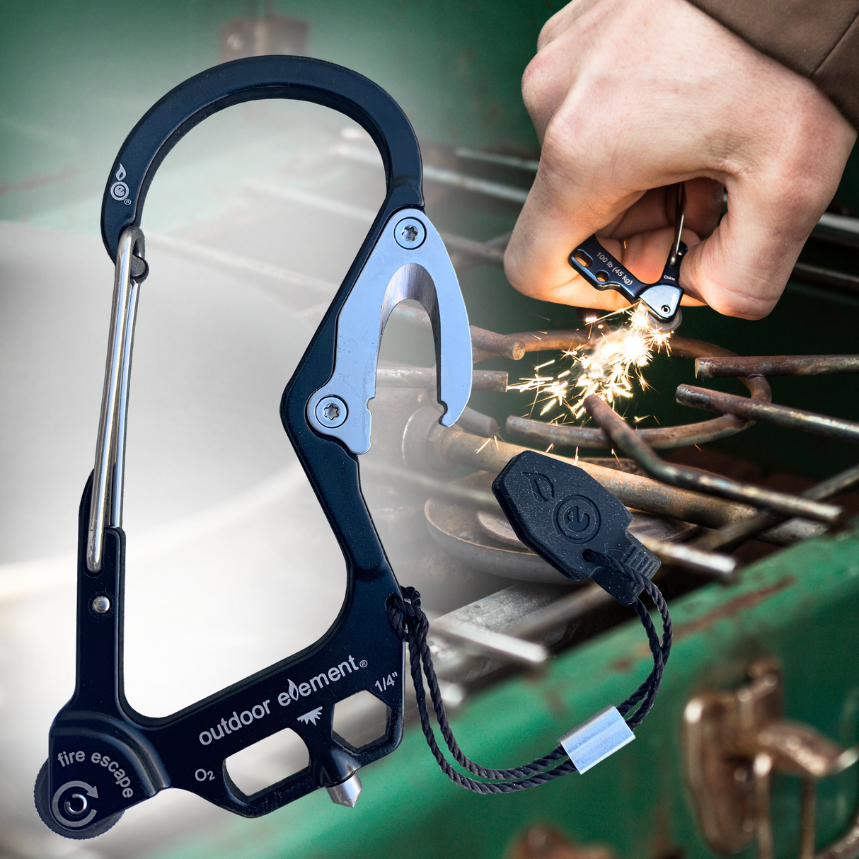 Fire Escape Multitool Carabiner | Fire Escape | Outdoor Element-Outdoor Element-Fire Escape BlackForest-ProTinkerToys