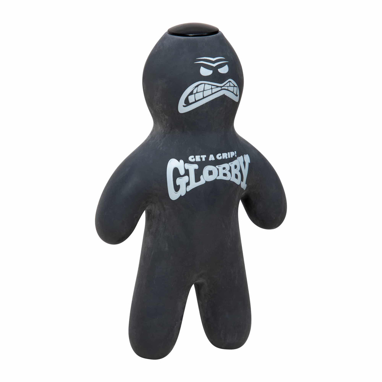 Black figure toy with "GET A GRIP!" text on chest for Schylling GLOB