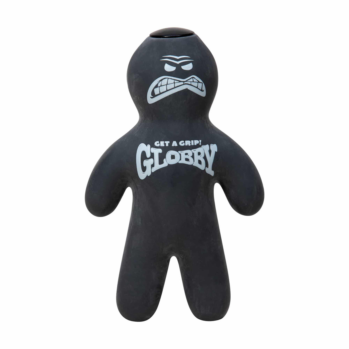 Black, stylized figure toy with "GET A GRIP!" text for Schylling GLOB