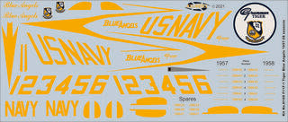 Grumman Tiger Blue Angel model parts diagram with years 1957 and 1958 for Atlantis Model Co ALM169