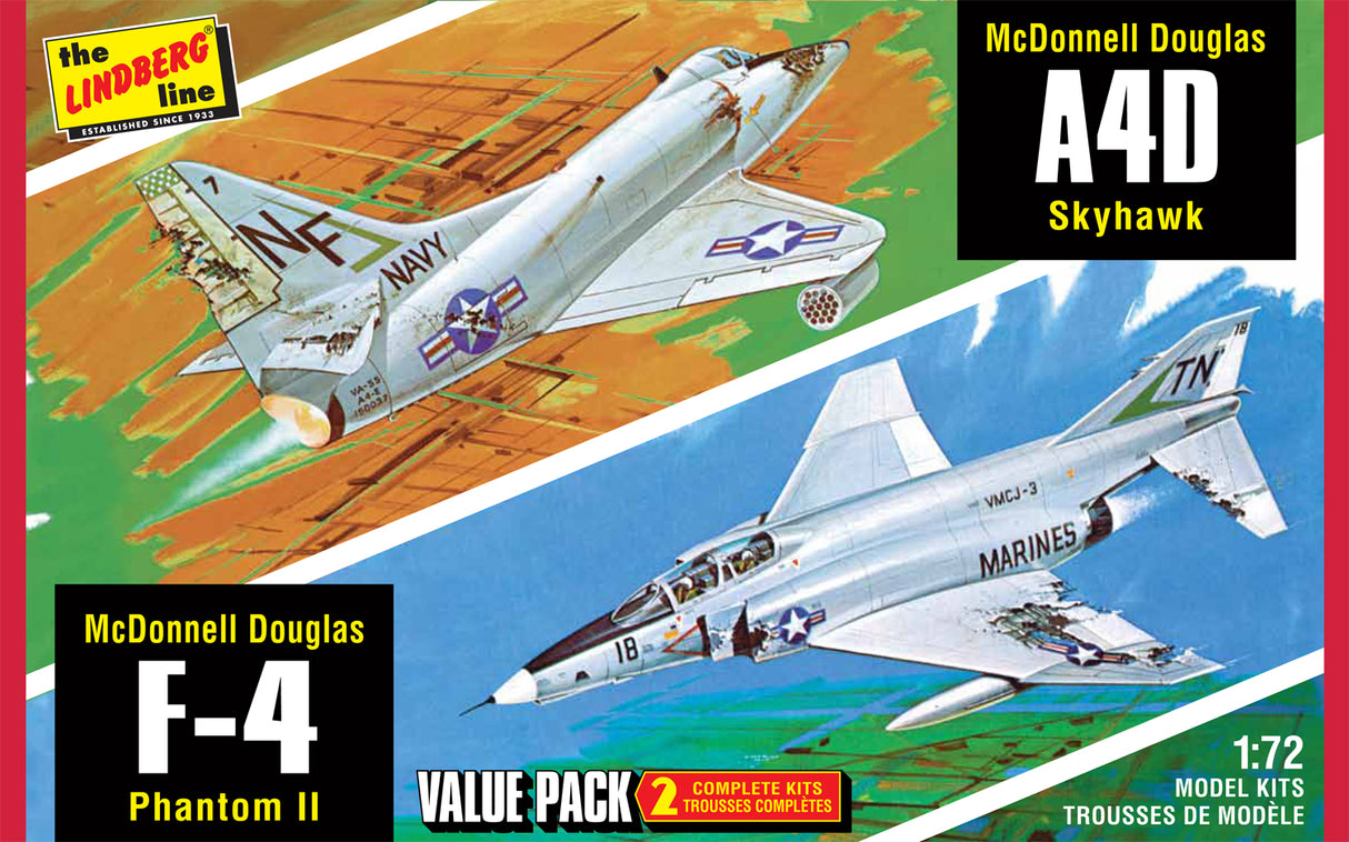 Model kits: F-4 Phantom II and A-4D Skyhawk aircraft models for Lindberg HL433/12