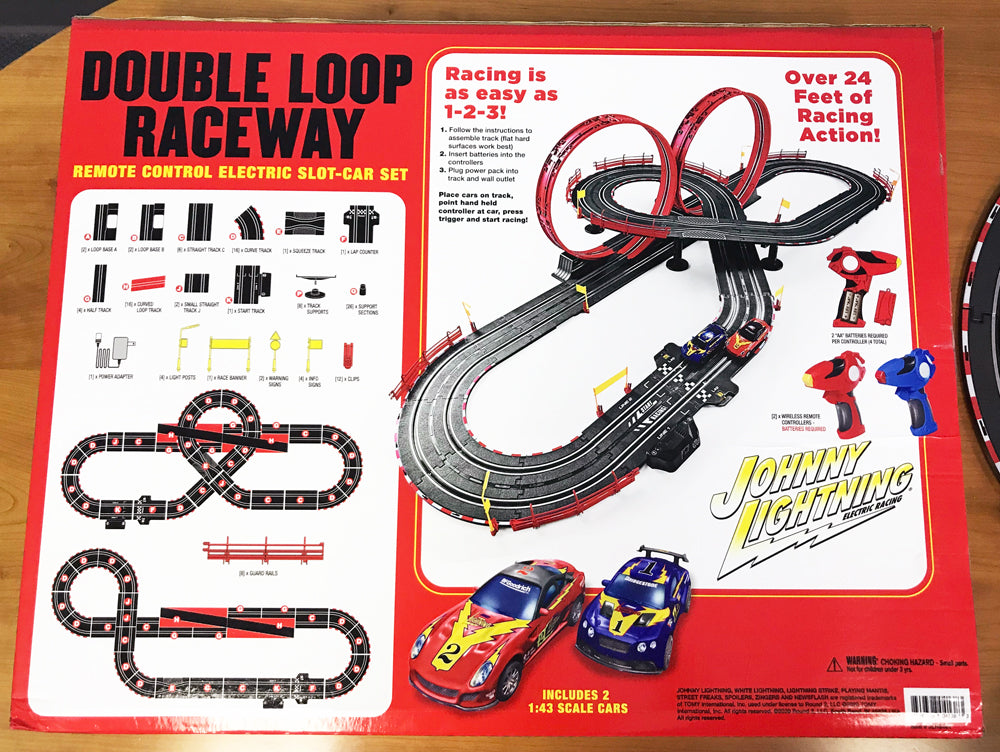 Race track set with cars and instructions for electric slot car racing for EXCLUSIVE JLRS001