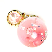 Pink, round key charm with sleeping animal design and gold clasp for BC Mini 12056