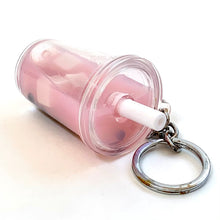 Pink boba tea keycharm with a metal ring attachment for BC Mini 12032
