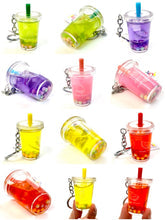 Assortment of fruit boba drink charms with straws and carabiner clips for BC Mini 12042