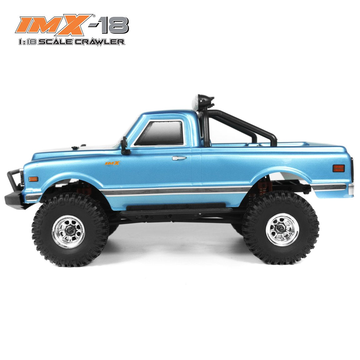 Blue 1:8 scale crawler truck with large off-road tires for IMX IMX25000